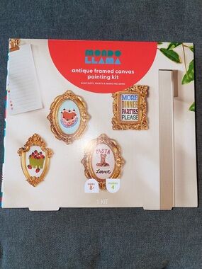 Mondo Llama Antique Framed Canvas Painting Kit - Red Accent